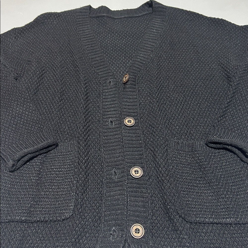 Black Knit Button Down Cardigan Sweater (Women’s XL) - Picture 4 of 11